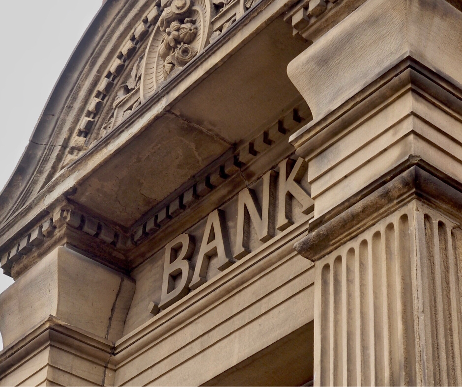 front of bank