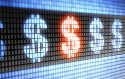 digital sign showing money signs