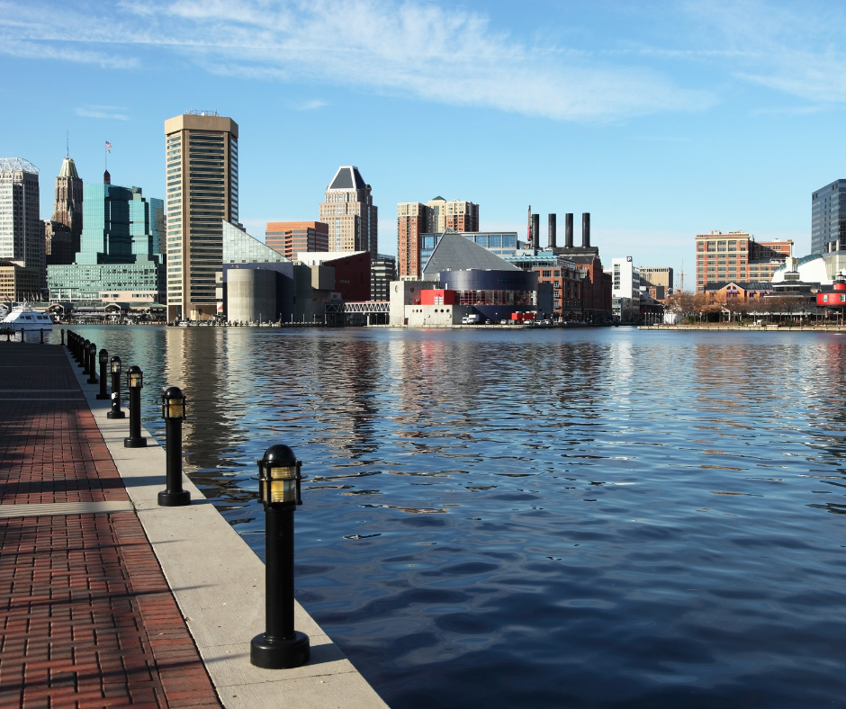 Baltimore waterfront with skyline in background