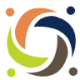 Original Cook Center logo; round circle with four components that look like people